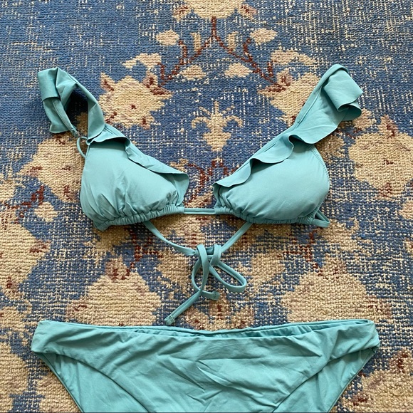 Eberjey Graziela Ruffle Bikini in Teal M - Picture 4 of 7